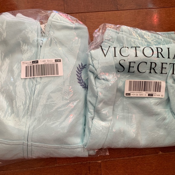 NEW VS PINK SET EVERYDAY FLEECE RELAXED SWEATSUIT SET SIZE LARGE IN OPIC BLUE - Picture 7 of 9